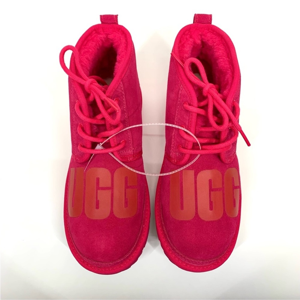 Ugg Neumel Hot Pink Lace Up Wool Lined Chukka Boots Size 6 Big Girl New - Picture 4 of 16